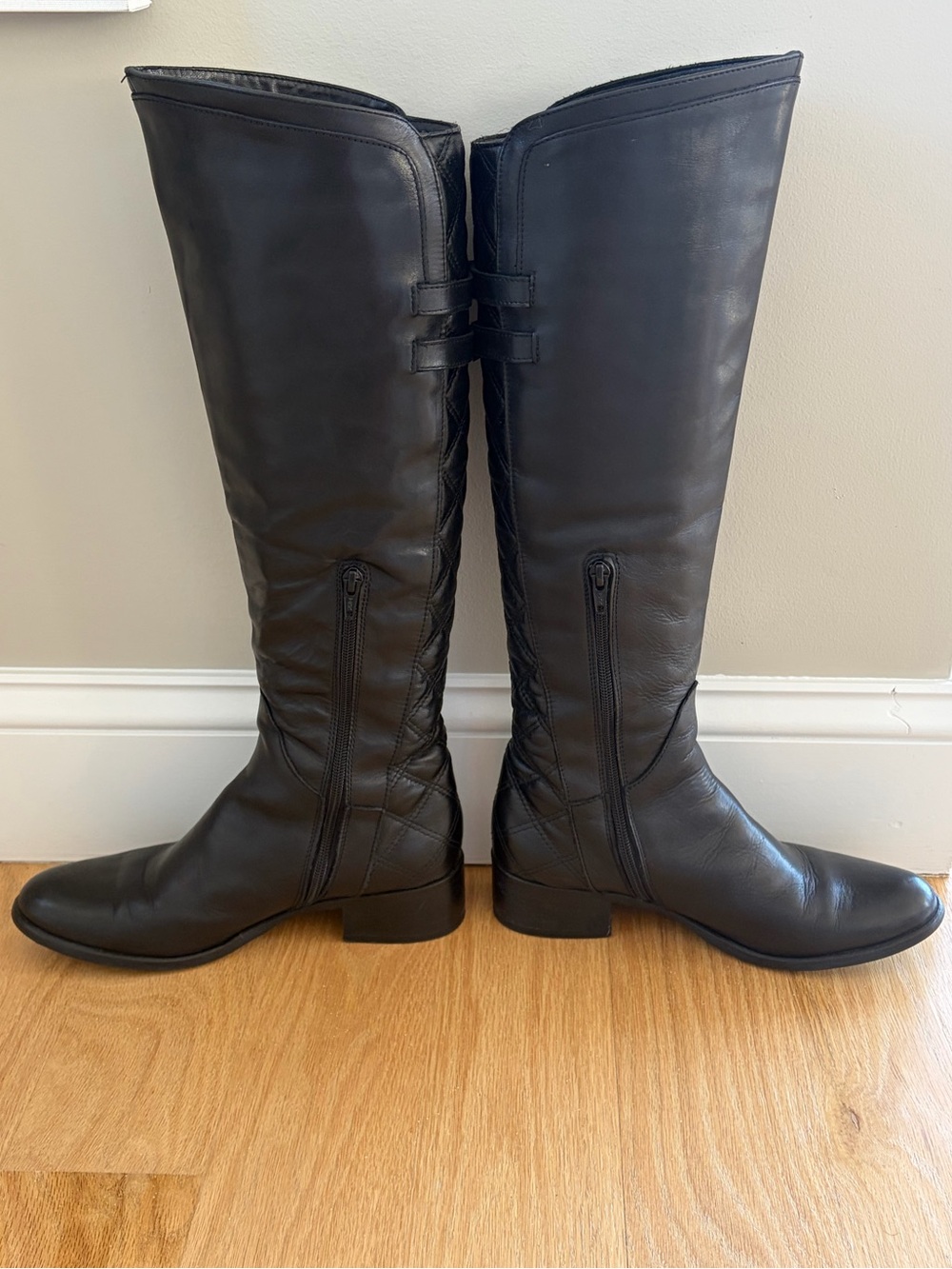 Stelle Monelle Made in Italy Black Leather Quilted Tall Riding Boots EU 39 - Picture 6 of 13